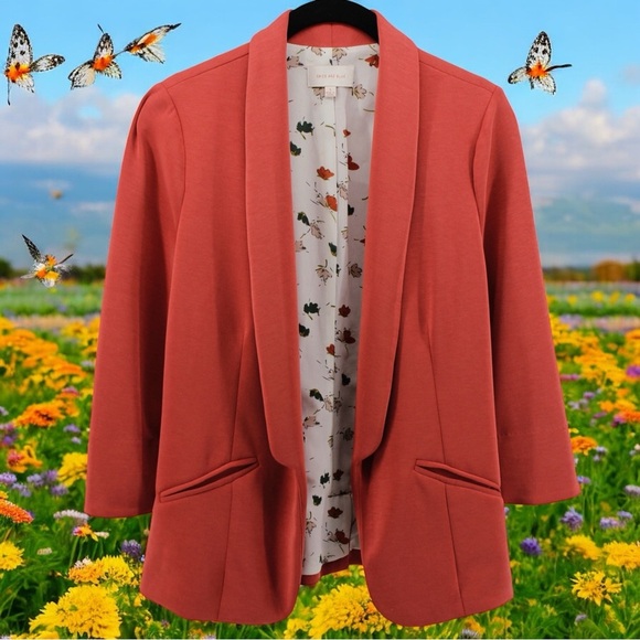 Skies are Blue Rust Orange Comfort Chic Capsule Careerwear Blazer Size S - Picture 1 of 10